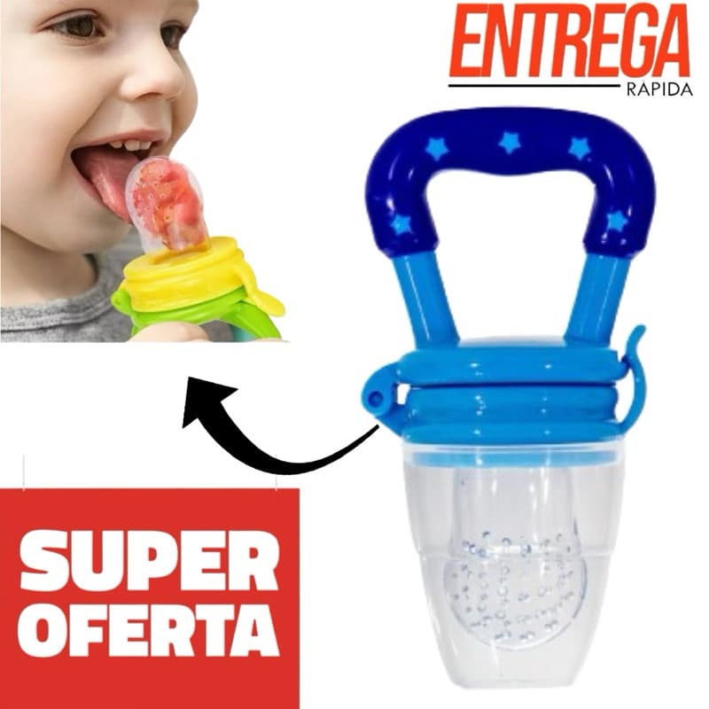 Chupeta Alimentadora de Fruta Azul Mordedor Bebê