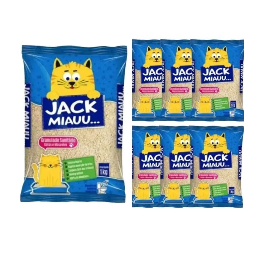 Areia para Gatos Jack Miau Granulado Sanitário Higiênico 7 pacotes
