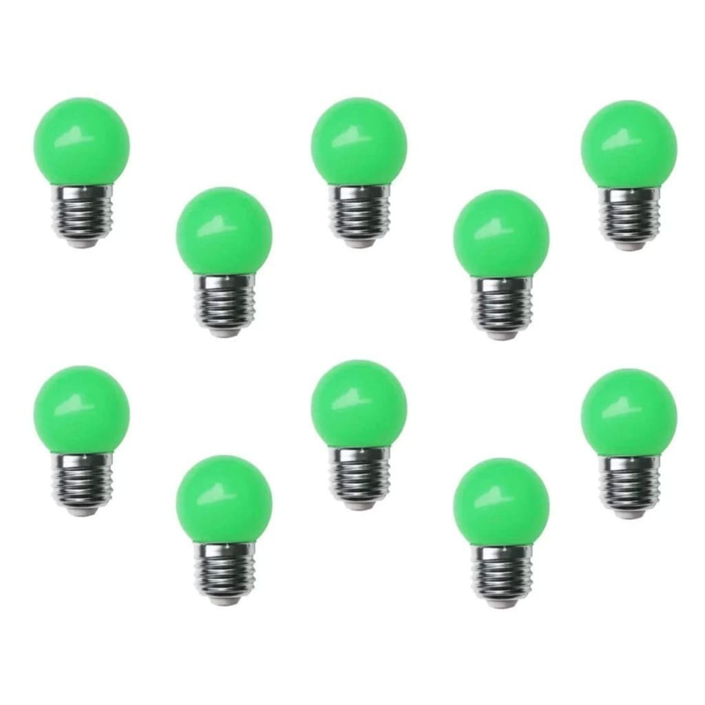 KIT 10 LÂMPADAS BOLINHA 1W VERDE 110V