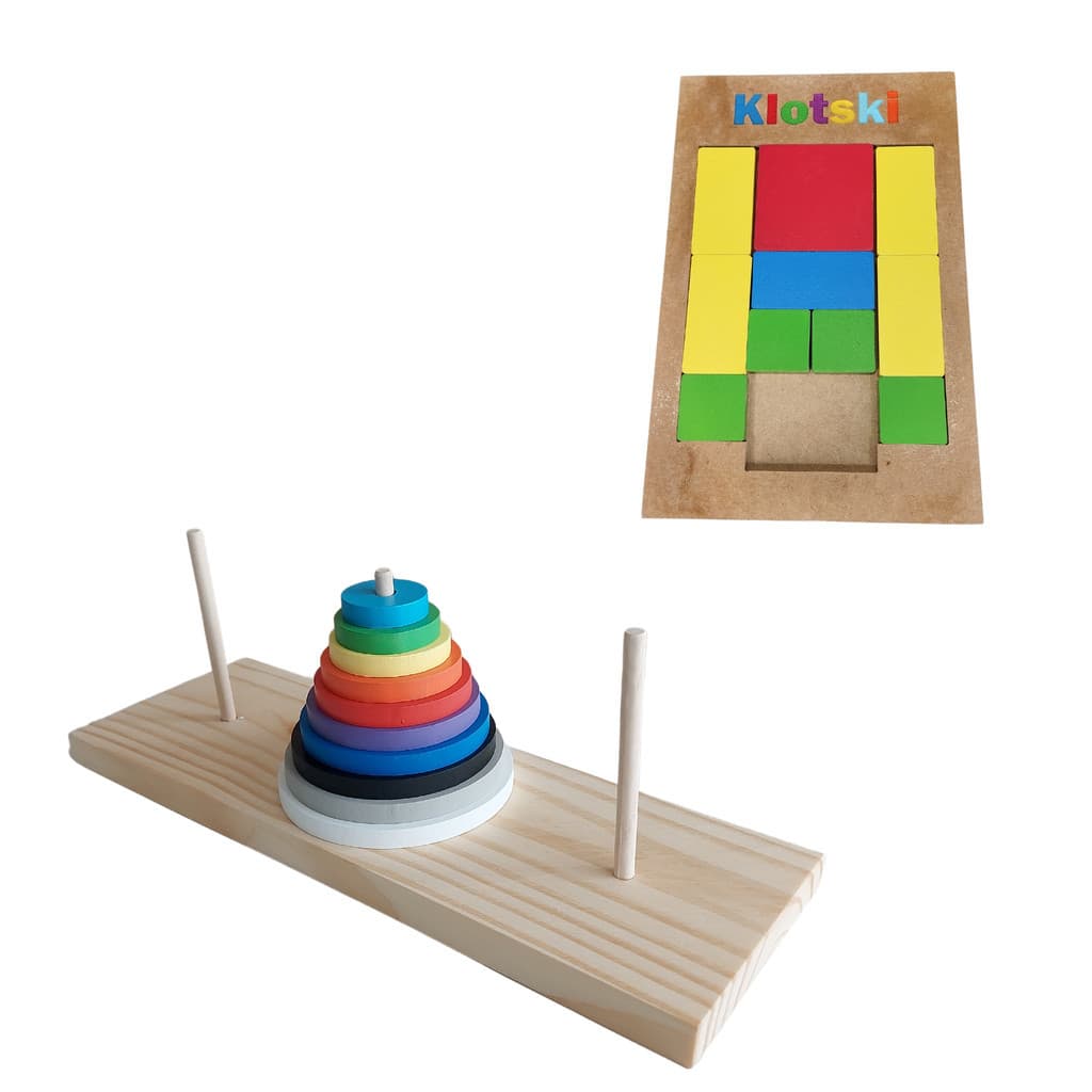 Kit Brinquedo de Raciocínio Klotski e Torre de Hanói