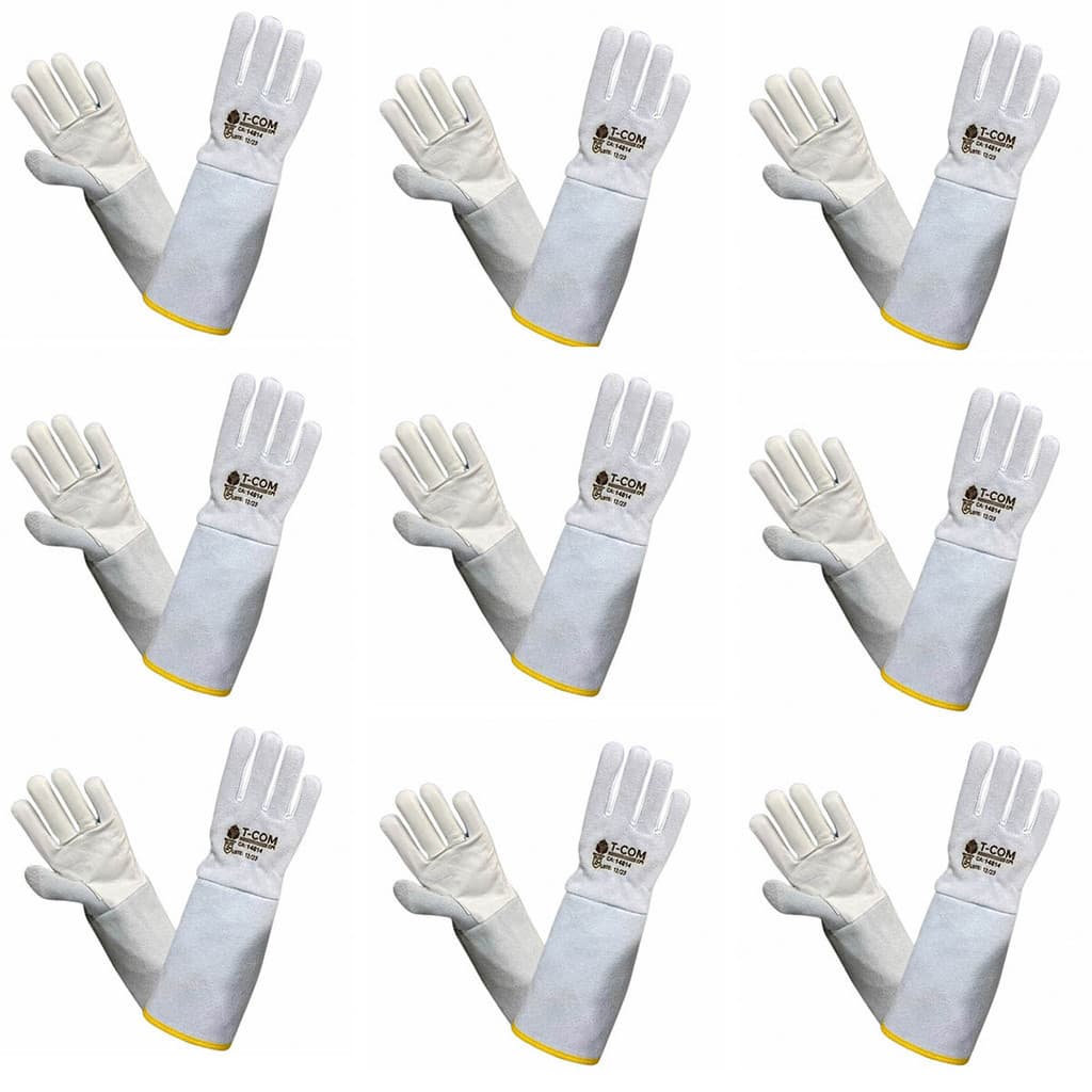 Kit C/ 10 Luva Vaqueta Raspa Mista Cano Longo Reforçada 20cm