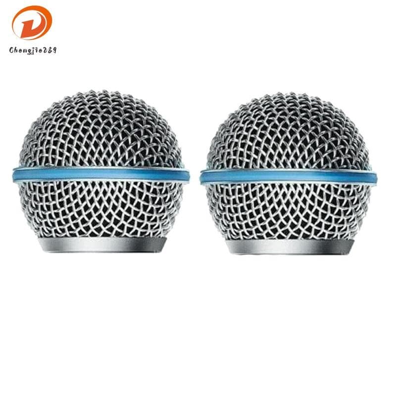2 Pçs Microfone Grille Substituição Bola Cabeça Malha Para Shure Beta58A SM58 Pgx24 Slx24