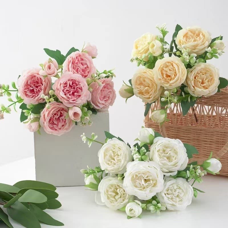 Decoração de casa de fantasia de rosas artificiais--0631
