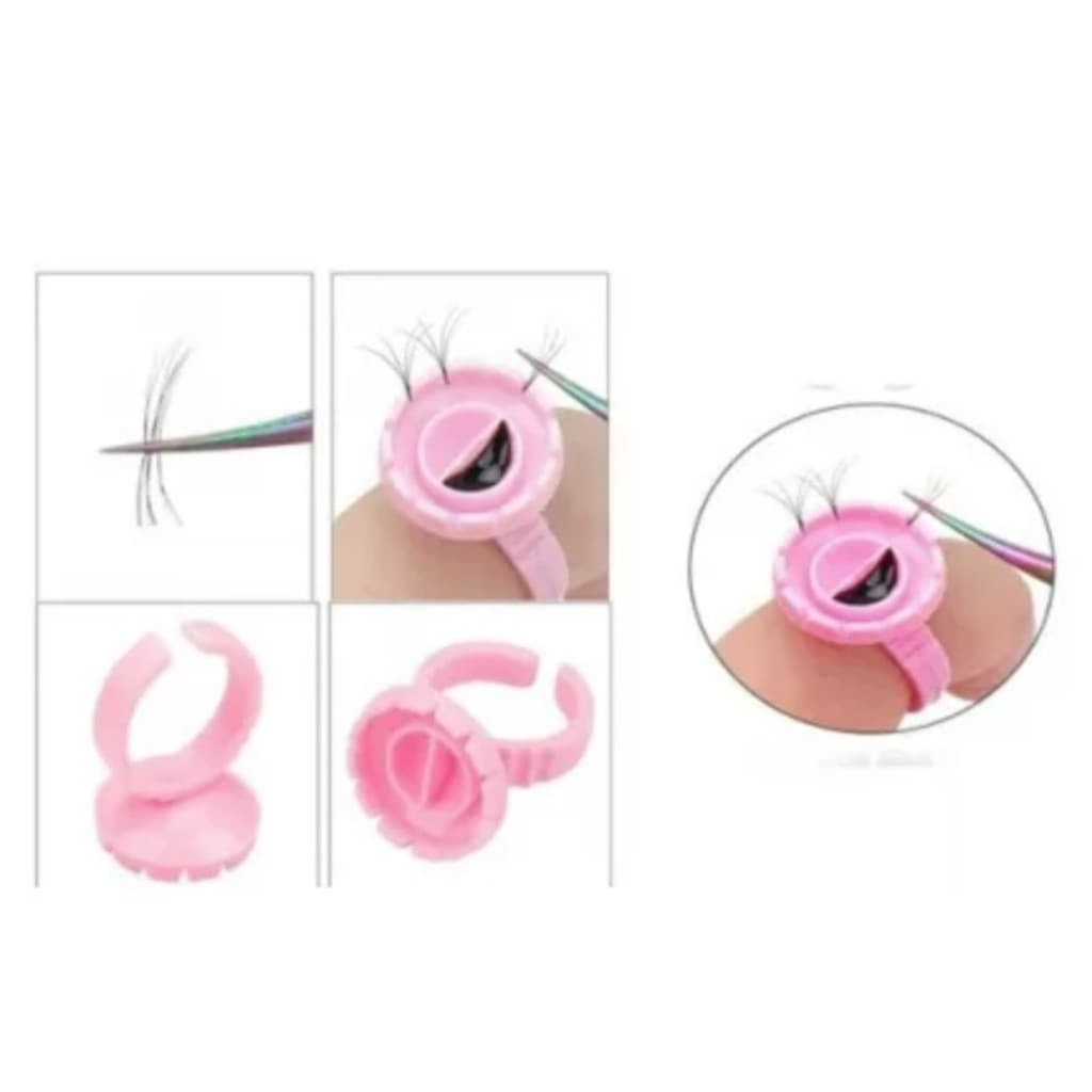 Kit 100 Anel Batoque Descartável Cola Micropigmentação Henna Cílios Sobrancelhas