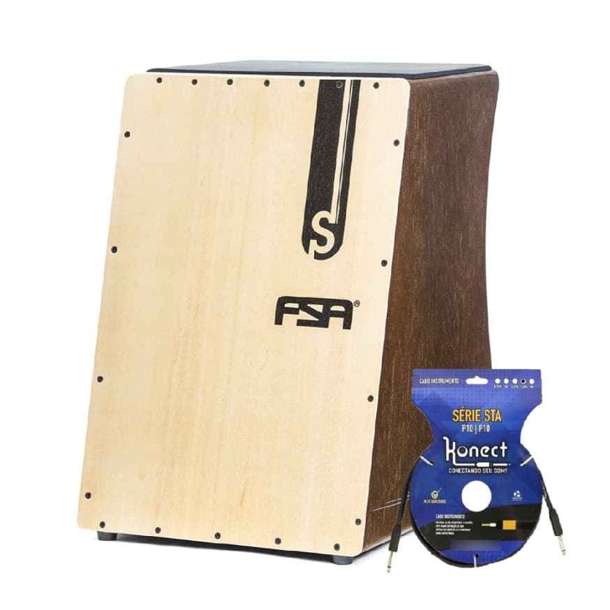 Cajon Standard FS2508 Tabaco Elétrico de Madeira + Cabo P10
