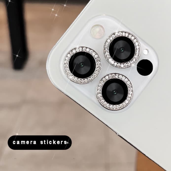 Kit Películas Lente Câmera Brilho brilhante Para iPhone Strass XR/11 12 13 14 15 16 Pro Max