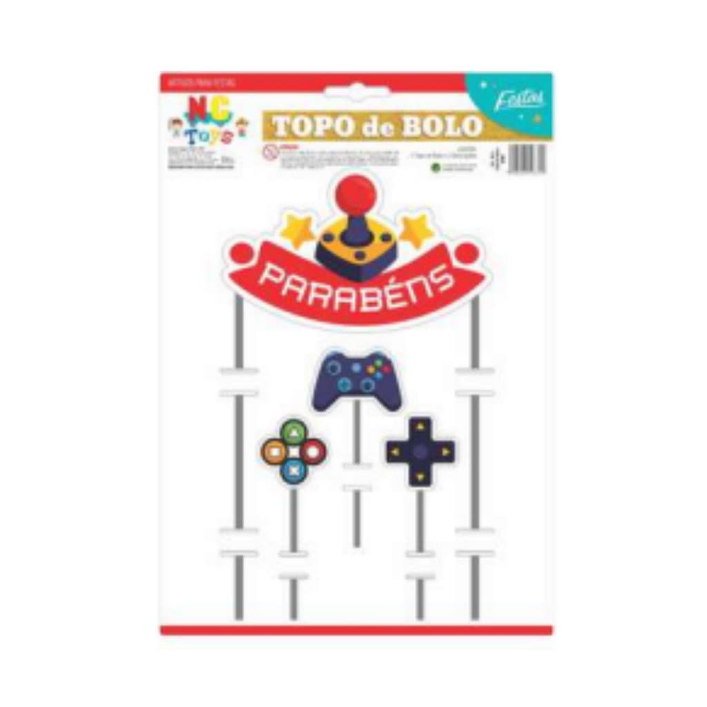 Topo de Bolo Gamer Centro de Mesa Festa Decorativo Topper de Bolo