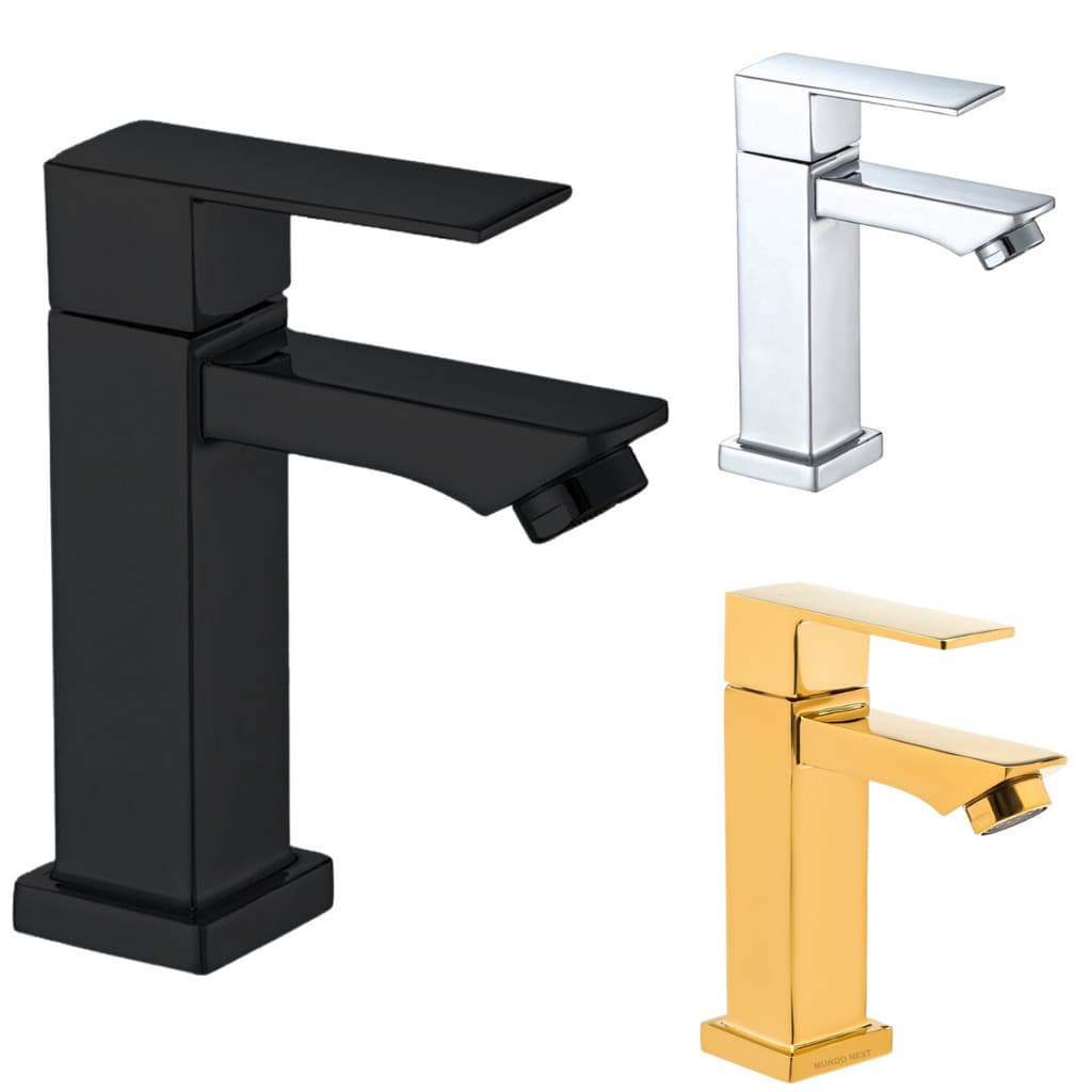Torneira De Lavabo / Banheiro Black Preta Prata Dourado Luxo Metal Moderna 1/2 Fosco Inox Quadrada