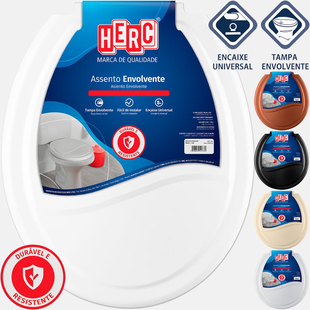 Assento Sanitário Herc Tampa Envolvente De Vaso Privada Oval Universal Banheiro Básico Incepa Celite Deca Icasa Logasa