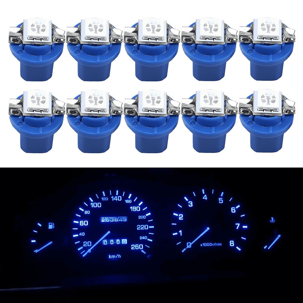 Kit 10 Lâmpadas de Led Pinguinho 1 Led T5 B8.5D Painel Carro Moto AZUL AMARELO BRANCO VERDE VERMELHO
