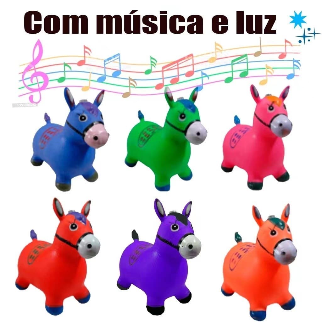 Cavalinho Upa Upa Pula Pula Inflável Musical Brinquedo Infantil