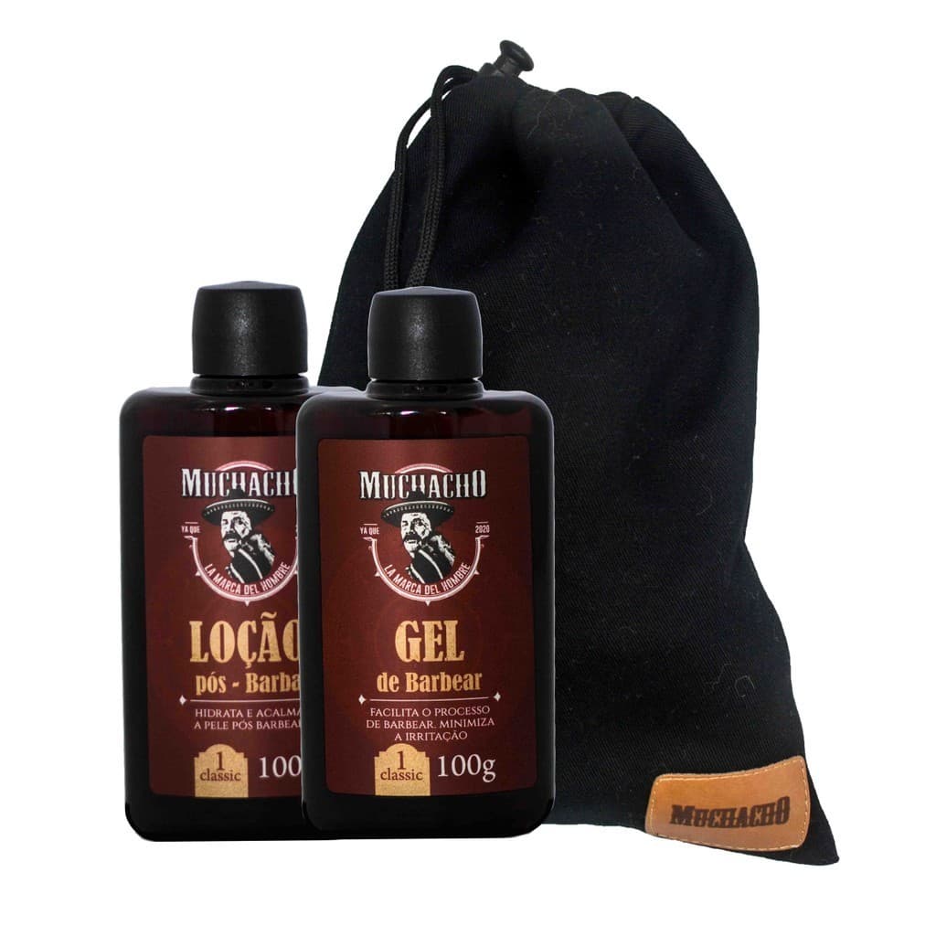 Kit Gel de Barbear + Loção Pós Barba Muchacho Classic + Saco de Tecido Muchacho