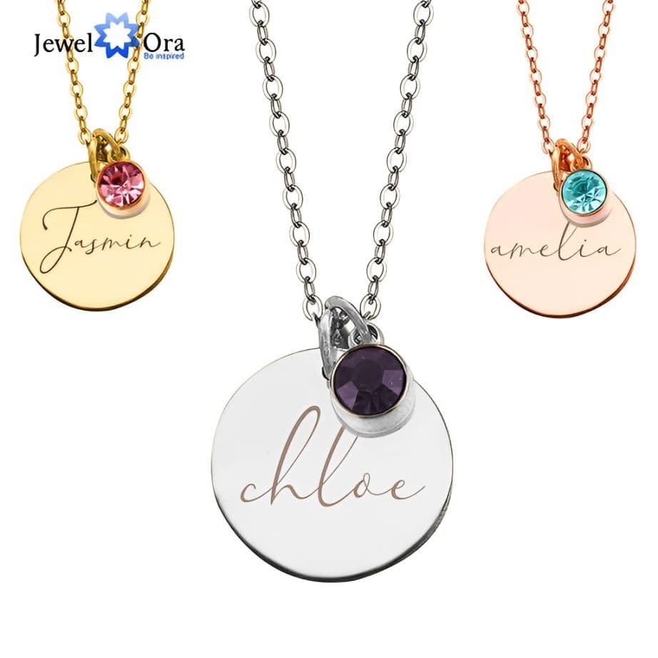 Colar Feminino Personalizado Com Nome Gravação Pingentes De Pedra De Nascimento Jóias Colar Com Nome Personalizado Presente Romântico Para Namorada Feliz Dia Das Mães