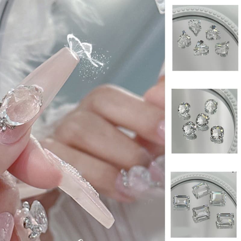 YOIOI 5 Peças De Amuletos De Unhas Com Fundo Pontiagudo 3D Nail Arts Strass Diamante Manicure Decorações