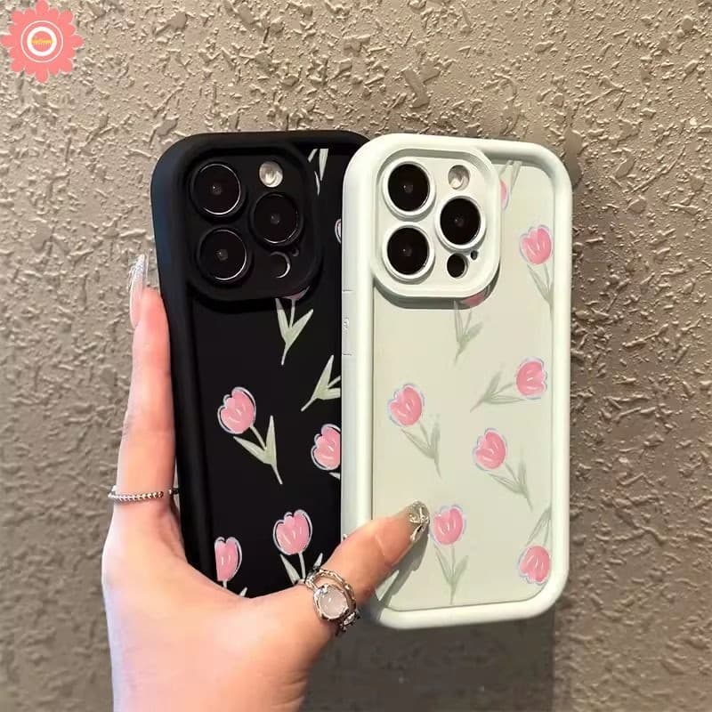 Capa de telefone macio flor tulipa moda para iPhone 7Plus 11 15 13 14 12 Pro Max XR X XS Max 15 6 7 8 6s Plus se 2020