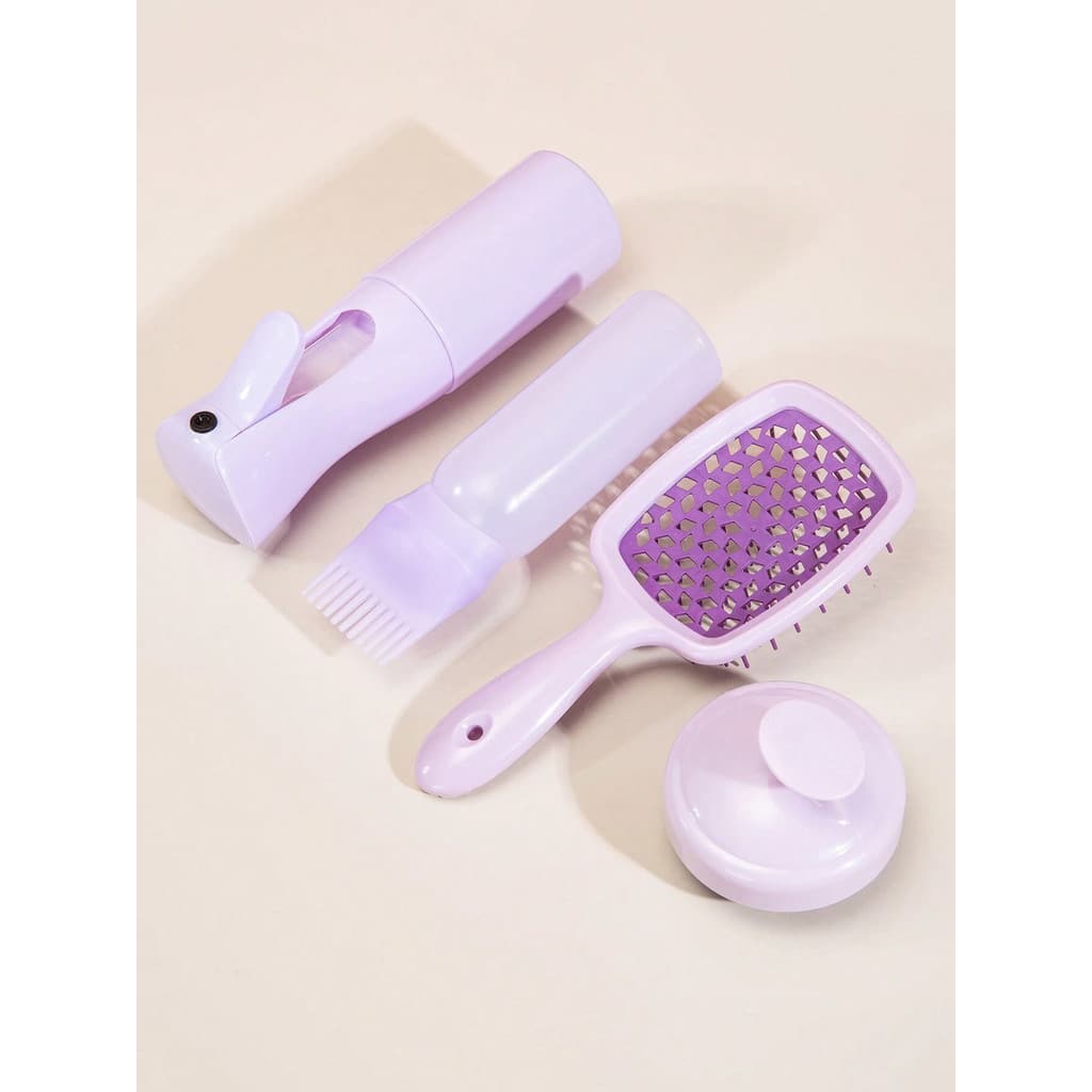 Kit 4 Peças Limpeza A Seco e Tintura de Cabelo Frasco Shampoo Escova Unbrush Massageadora de Silicone Couro Cabeludo