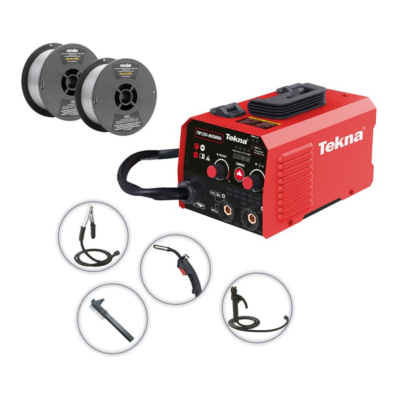 Inversora de Solda mig e mma Tekna Tw120i Profissional + Arame 2kg