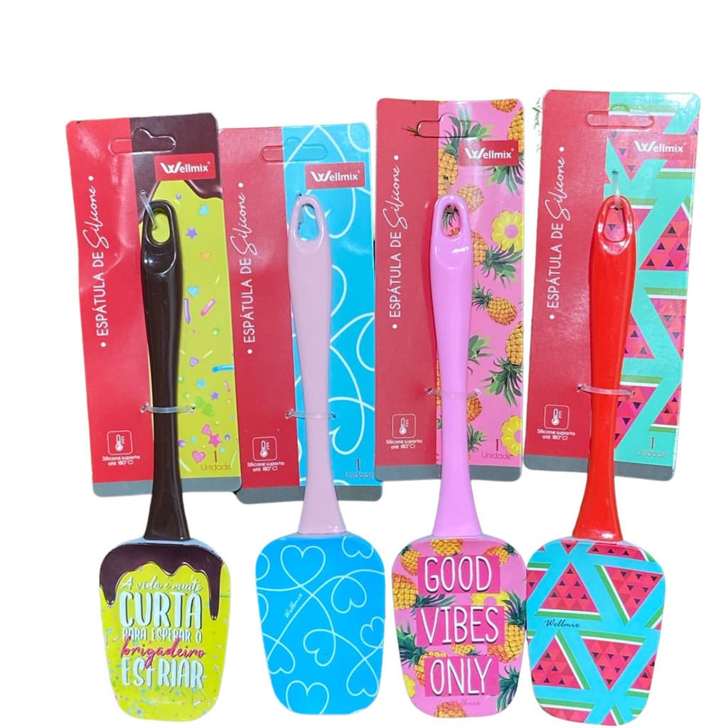 Espátula Pão Duro Colher Silicone Utensílio De Cozinha Decorada Cabo Plástico- Sortidas