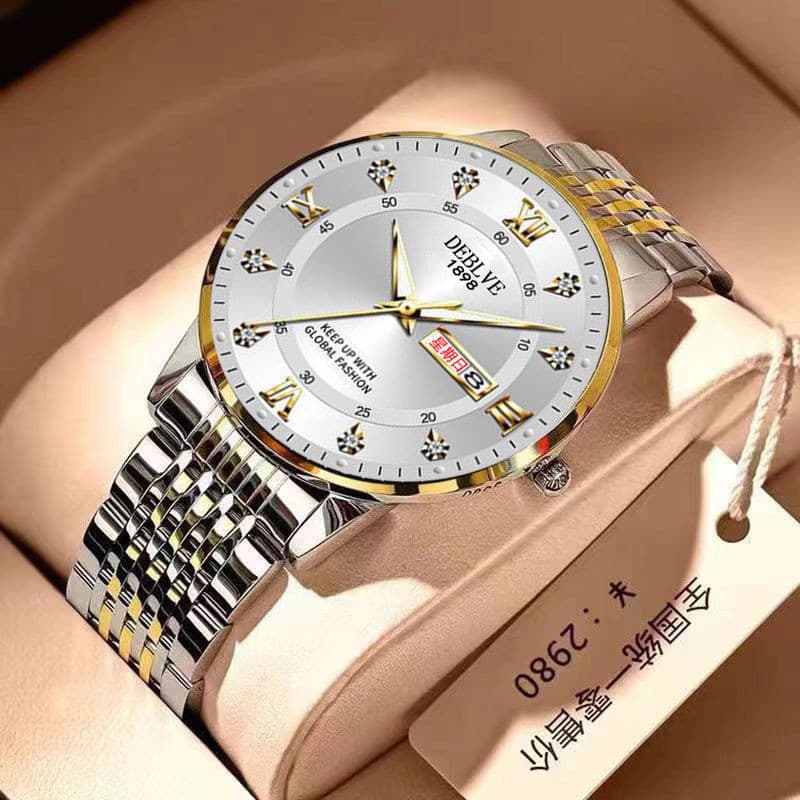 Relógio masculino genuíno suíço luminoso à prova d'água moda High-End novo estilo calendário duplo relógio de pulso de m