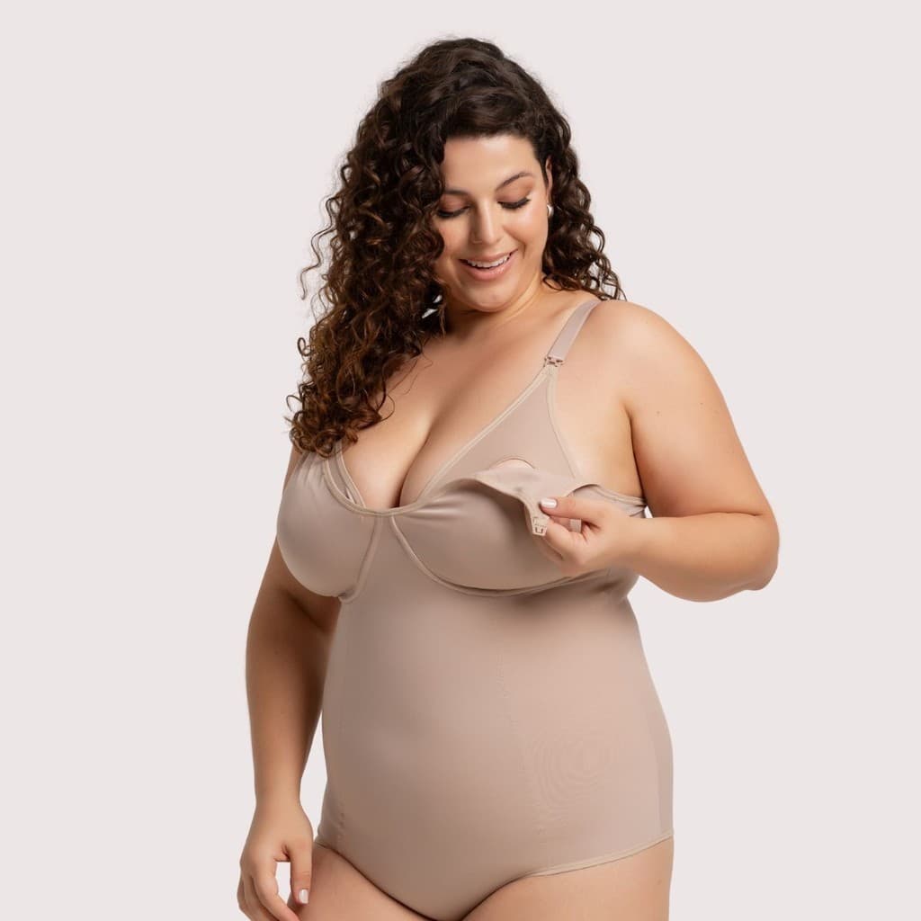Body Modelador de Amamentação Pós-Parto Plus Size Sem Bojo