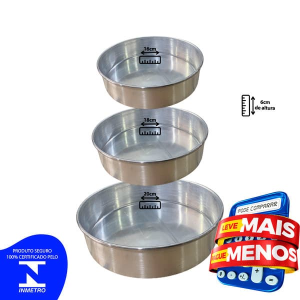 KIT - 3 assadeiras redondas - 5cm de altura (16,18 e 20)