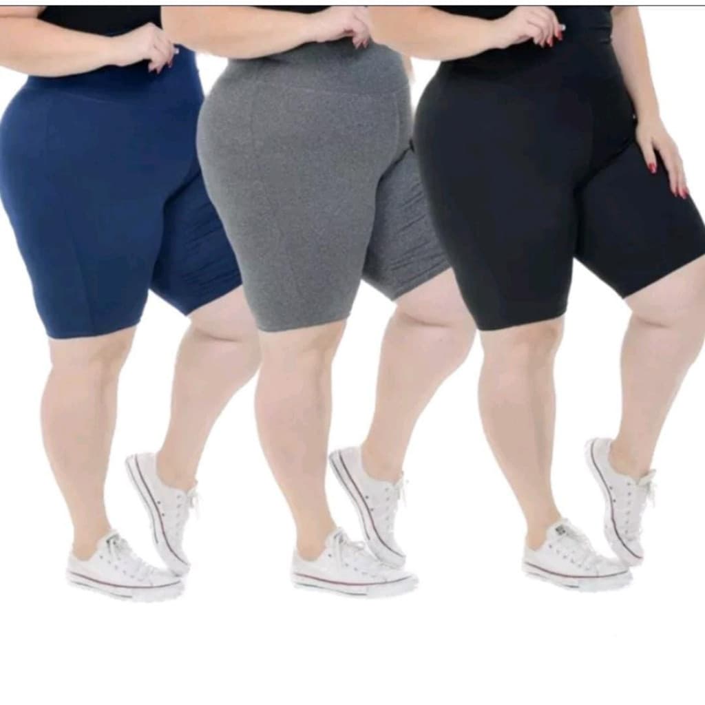 Kit 3 Short Bermuda Legging Suflex Leg Plus Size GG ao G3
