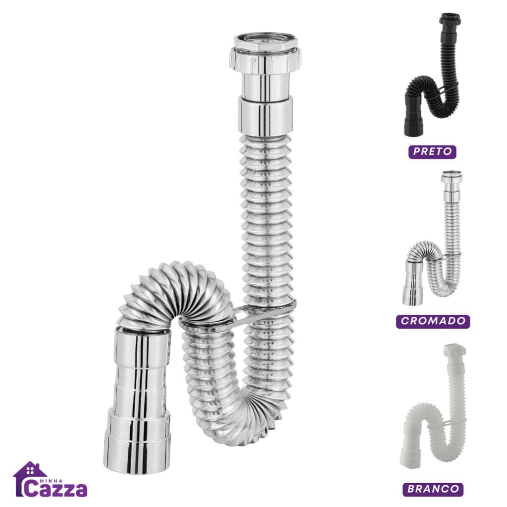 Sifao Tubo Sanfonado Ajustável Lavatório / Pia/ Tanque / Banheiro / Cozinha/ Area externa Universal