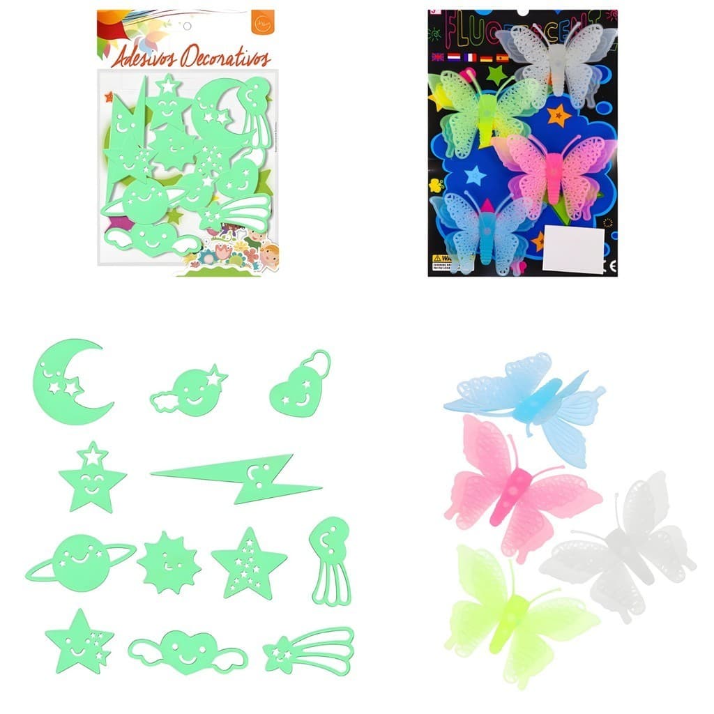 2 KITS DE ADESIVOS DECORATIVOS QUE BRILHAM NO ESCURO