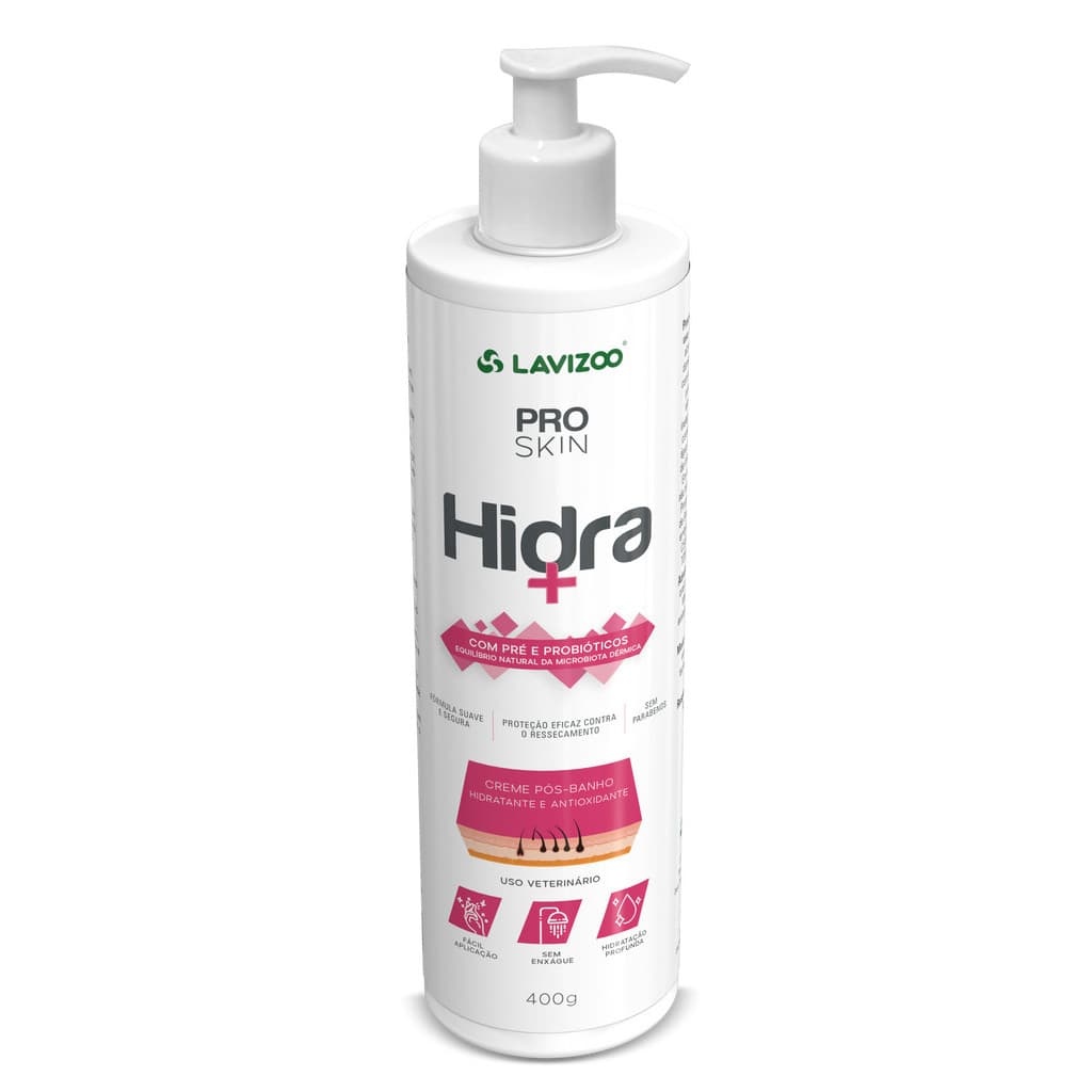 HIDRA+ CREME HIDRATANTE PET CÃES  GATOS PRO SKIN LAVIZOO 400G