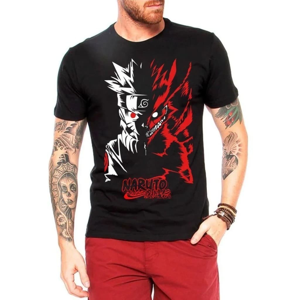 Camiseta Anime Naruto Shippuden Raposa Em Malha 100% Algodão