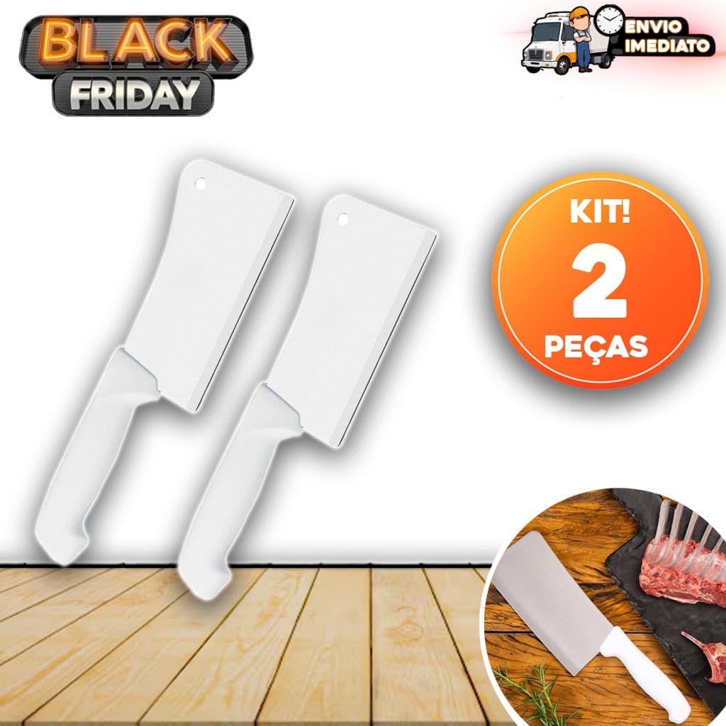 Kit 02 Facas Cutelo Chef 28cm Inox Profissional Cabo Branco Cozinha Carne Cortes Precisos