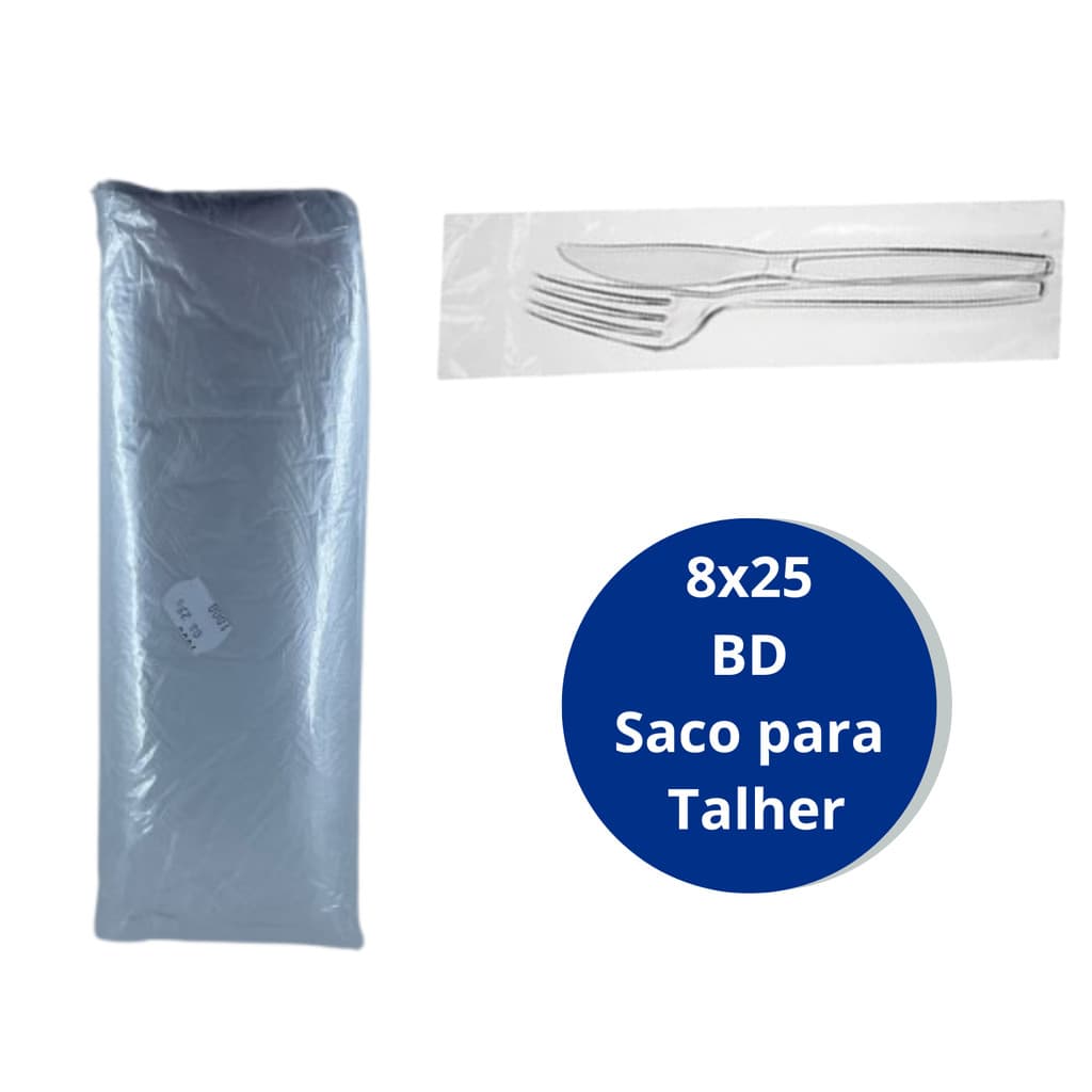 Saco Plástico Transparente 8x25 C/1000 para Talher