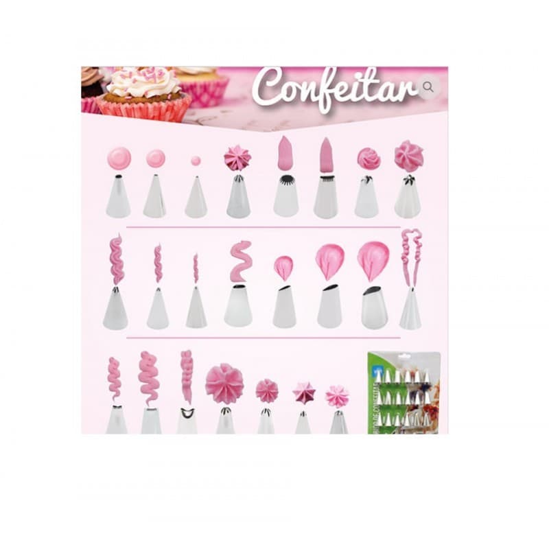 Jogo Bicos De Confeitar Aço Inox  24 Peças - Yangzi