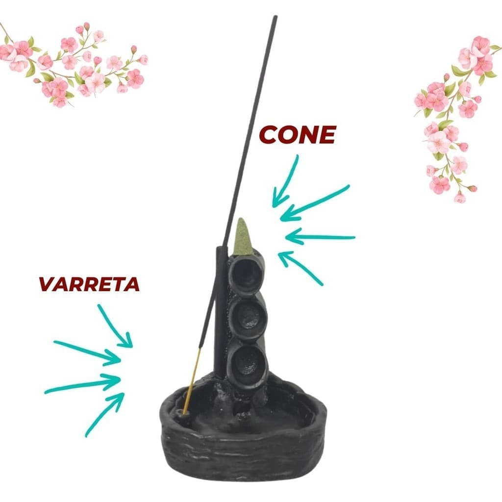 Incensário Cascata De Fumaça Yoga Zen Backflow 3 Quedas Yoga