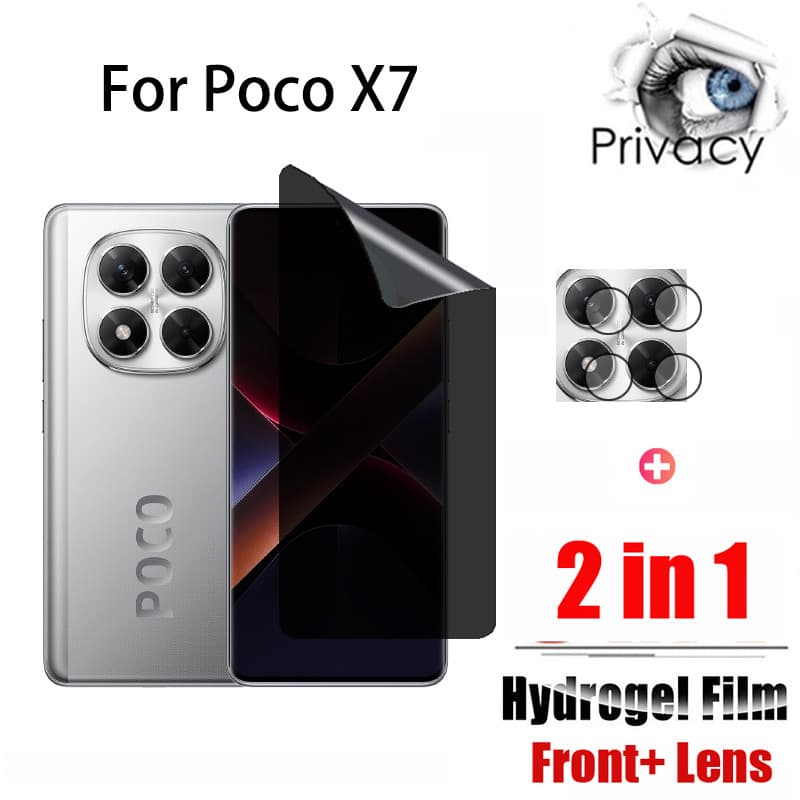 2 Em 1 Privacidade Película Poco x7 Protetor Hidrogel De Privacidade Macio Anti-Espião Para Xiaomi x6 Pro C75 C65 4G 5G