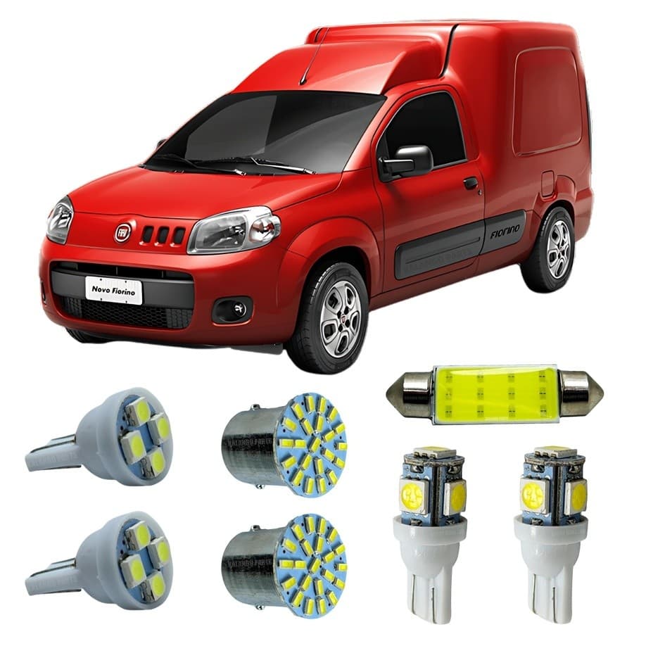 Kit Led Interno Externo Fiat Fiorino Teto Placa Ré Farolete