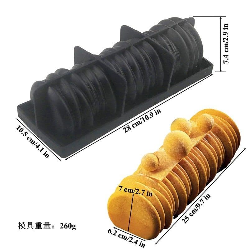 Rolo de lã longo abeto vermelho corpo principal Mousse bolo molde DIY Caterpillar Chocolate sobremesa ferramenta de cozi