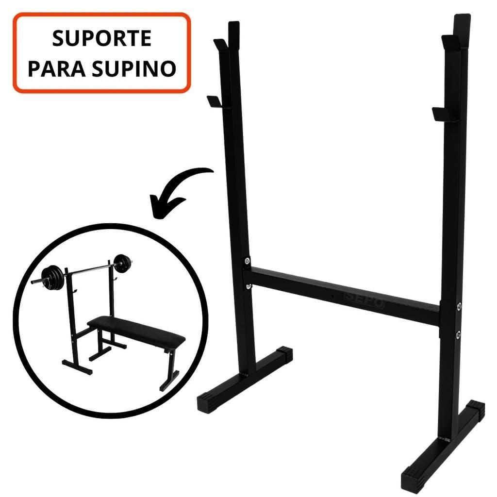 Suporte Cavalete de Descanso para Barras de Supino Agachamento e Rosco