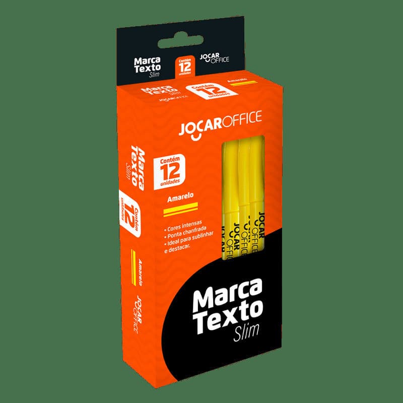 Caixa de Marca Texto Amarelo com 12 unidades - Jocar Office