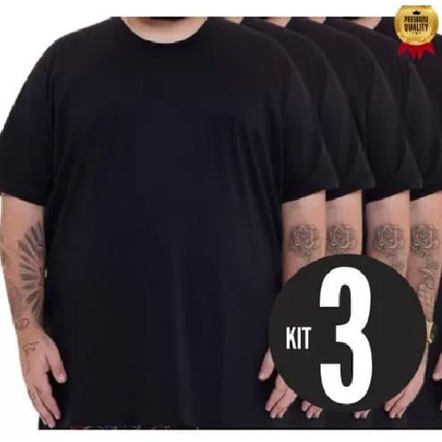 Kit 3 Camiseta Plus Size Preto