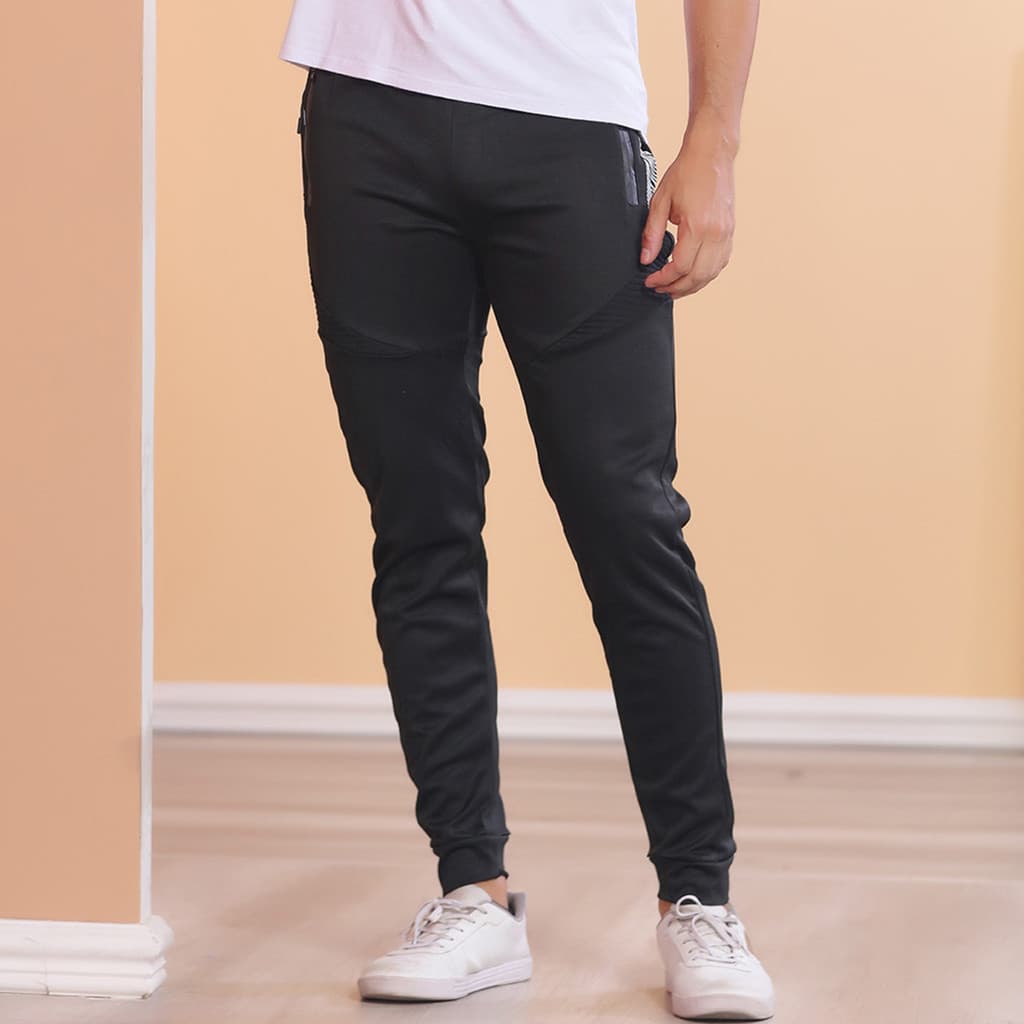 Calça Masculino Moletom Lisa Casual Treino Academia Bolsos Com Ziper
