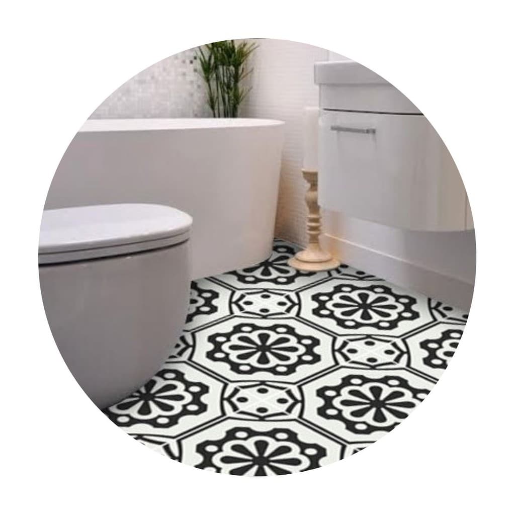 Adesivo para piso ladrilho preto e branco off  lavável