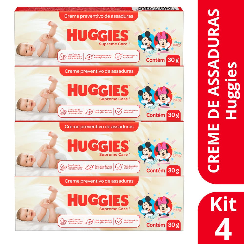 Kit 4 Pomada Para Assaduras Huggies Supreme Care 30g - Huggies