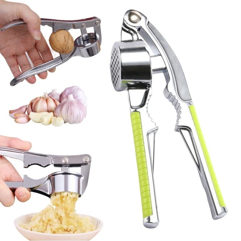 Espremedor De Alho Inox Com Tambor Removível Moedor Manual Tempero Legumes Cozinha Resistente