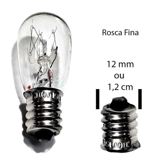 Lâmpada Rosca Fina (E12) 110V / 220V com 2 unidades