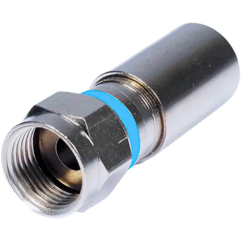 Conector F Compressao Rg-6 A Prova De Agua Azul Pct C/10pcs