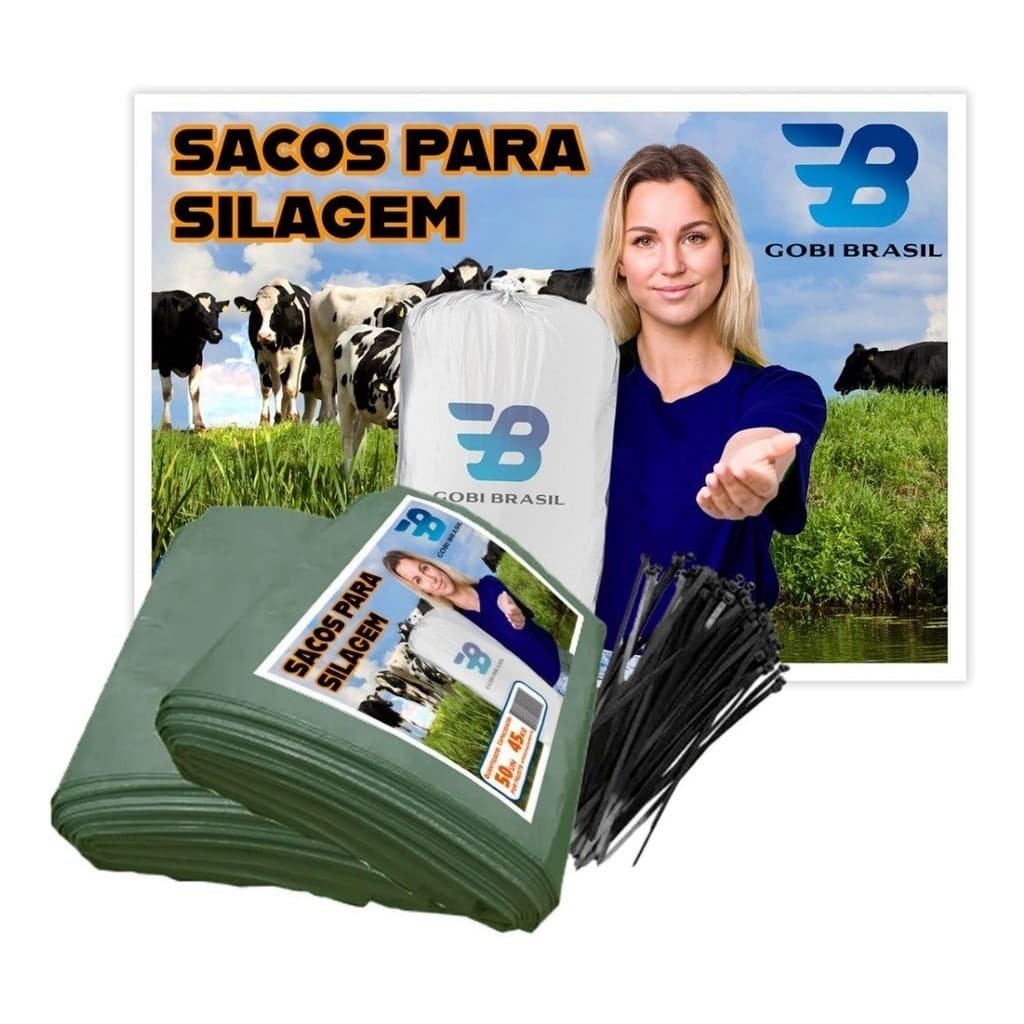 Saco para Silagem 55x110 - 200 micras- 100 Un + 100 Abç