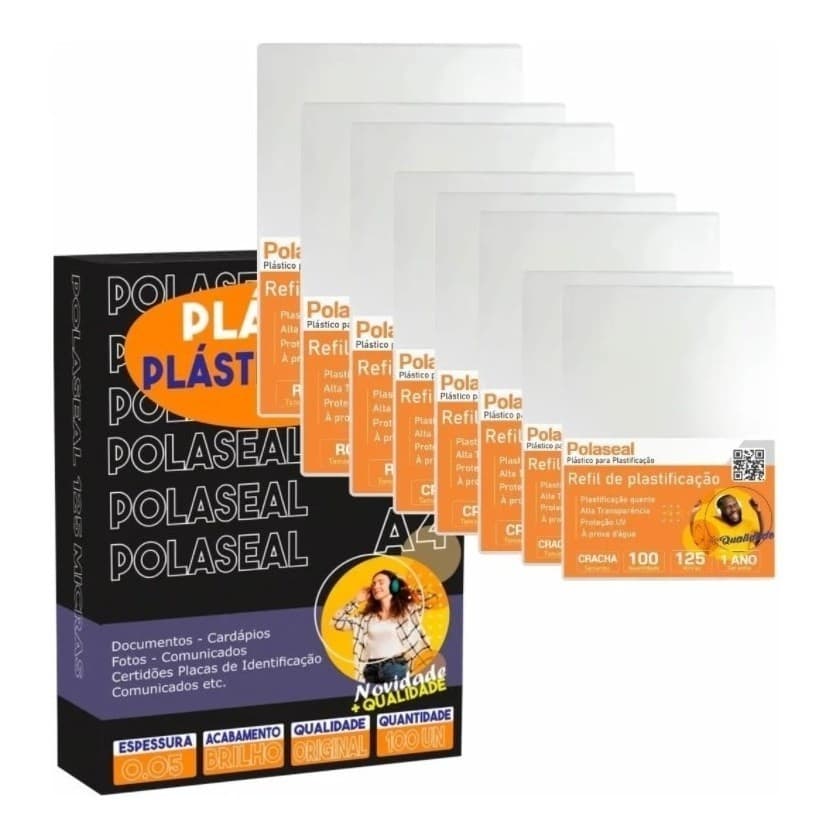 Kit 900un Polaseal (crachá - Cpf - Rg - A4) 0,05 125mic