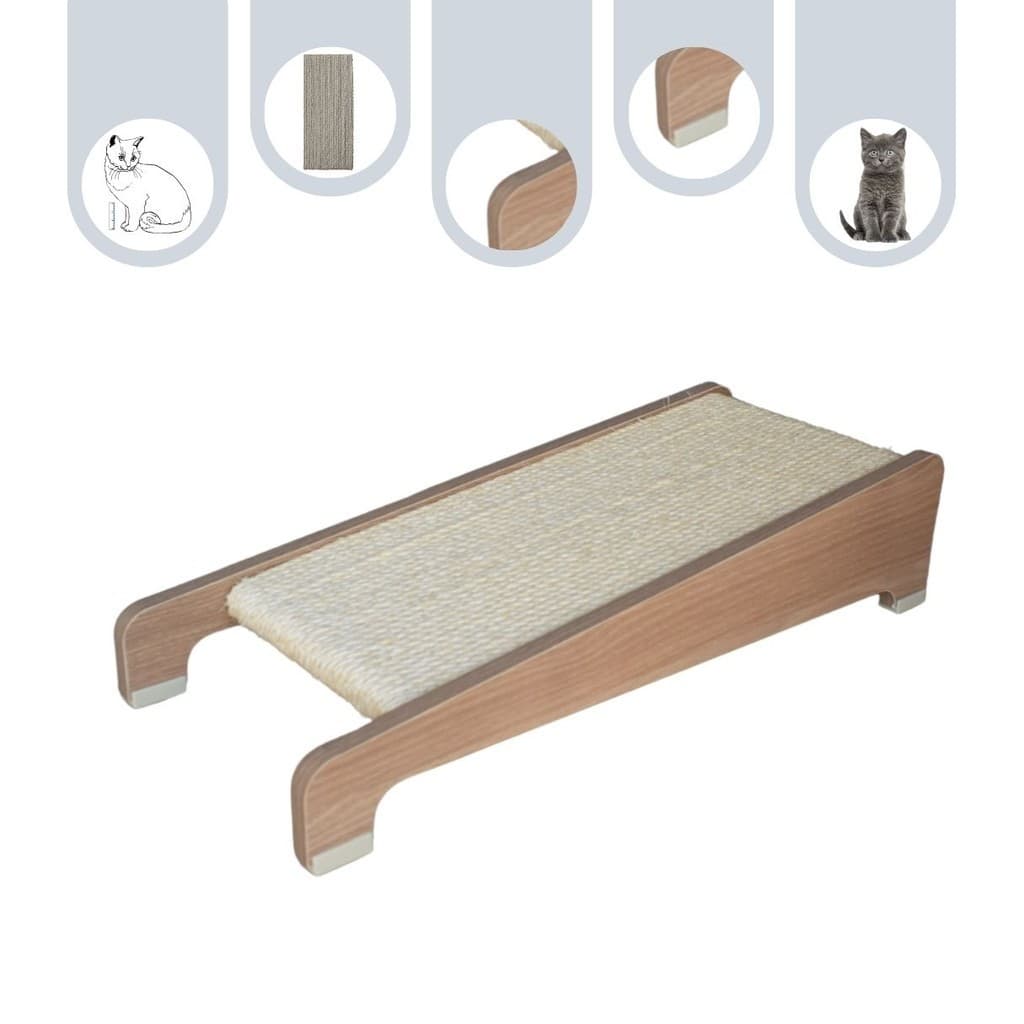 Arranhador Gato Corda Sisal em MDF Amadeirado Piso Inclinado