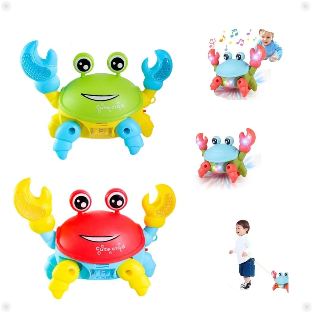 Caranguejo Brinquedo Caranguejo Fujão Anda Luzes Sons Educativo Siri Musical Bebê Didático Infantil Interativo Divertido
